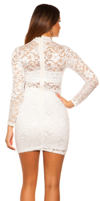 lace-minidress with collar White